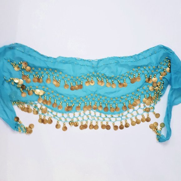 Blue Belly Dancing Sashes/Hip Scarves - Picture 2 of 6